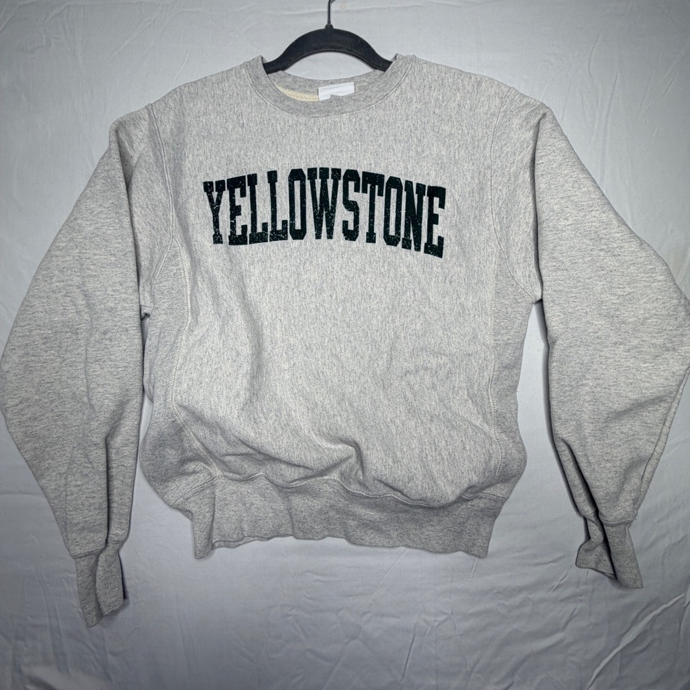 Champion Reverse Weave Yellowstone Sweatshirt Grey Crewneck Pullover Size S